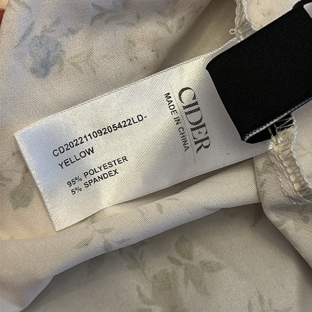 NWT Cider Floral Strapless Split Midi Dress, Yellow Floral Print, Size Large - Picture 9 of 10
